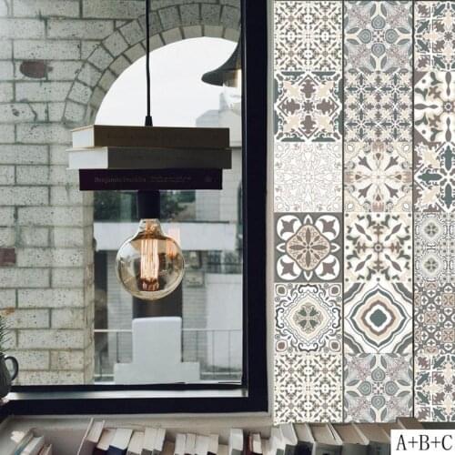 Retro Tiles Wall Stickers for Bathroom kitchen Tile Stickers Decor Adhesive Waterproof PVC Wall Stickers Kitchen Waist Line