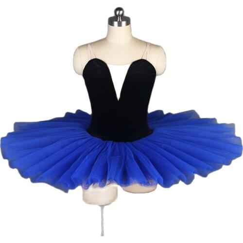 New Stunning Pre-professional Ballet Tutu Black Velvet Top Bodice with Royal Blue stiff tulle Ballet Tutu Dance Costume Ballet
