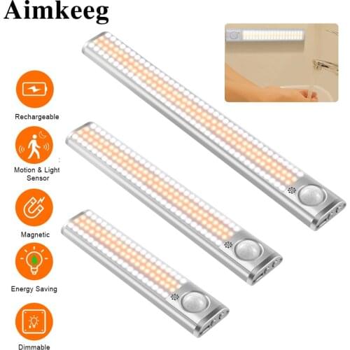 Newest Motion Sensor Closet Light LED Under Cabinet Light 80/120/160Led USB Rechargeable Wireless for Kitchen Bedroom Wardrobe