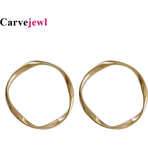 Carvejewl New simple round circle stud earrings smooth shiny gold color earring for women jewelry bijoux brinco boucle d'oreille