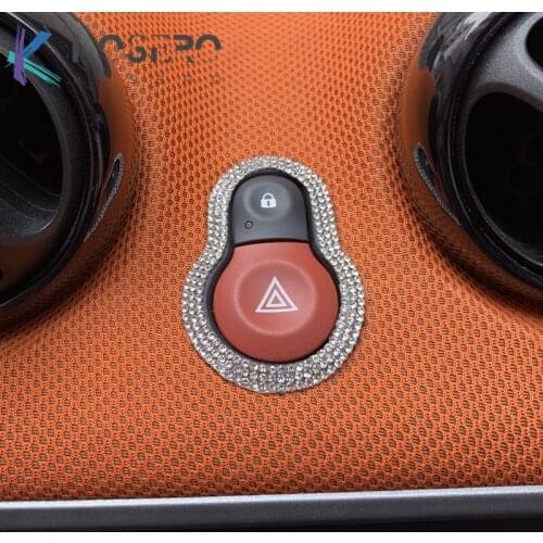 Personalized flash drill car hazard warning light button decal For new Smart Fortwo Forfour 453 decoration sticker accessories