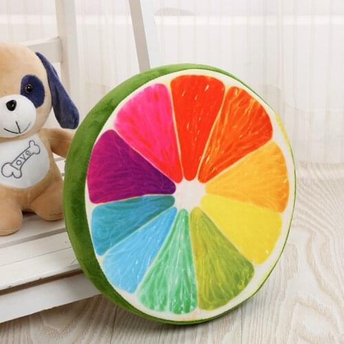 Plush Toys Creative Simulation 3D Fruit Cushion Pillow Round Watermelon Sponge Cushion Sofa Suit Office Chair 1pc