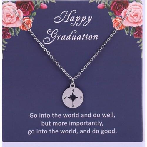 Graduation Gift Compass Pendant Necklaces Mom Mother Lover Women Unisex Fashion Jewelry Christmas Gift Drop Shipping
