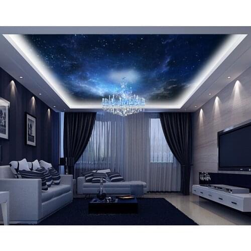 Custom ceiling wallpaper, the universe is used for apartment, house, office or retail space background wall waterproof wallpaper
