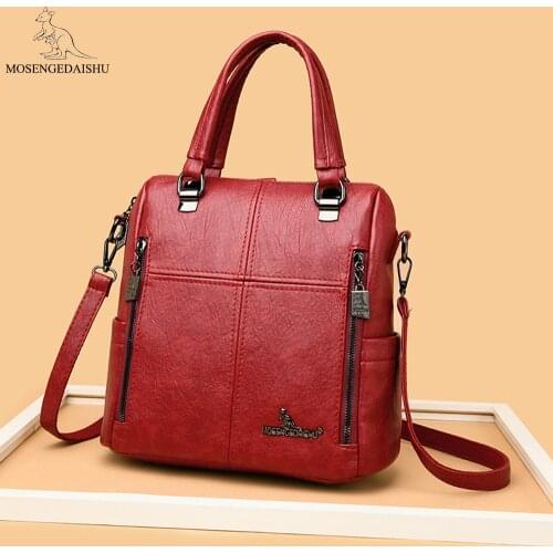 Famous Brand Leather Backpack for Women Luxury Designer Double Zipper Shoulder Bag Fashion Travel Crossbody Bag Female Mochila