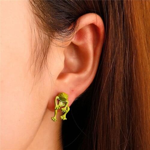 Vintage Simple Style Cute Frog Earrings For Women Girls Fashion Retro Animal Gothic Stud Ear Jewelry Party Gifts