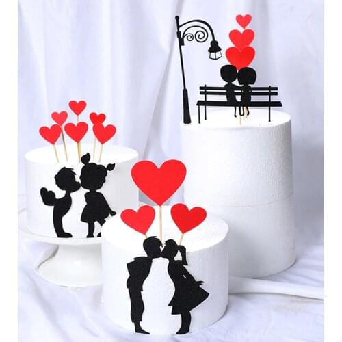 Wedding Cupcake Topper Set Love Heart Sweet Lovers Cake Topper For Anniversary Valentines Day Wedding Party Cake Decorations