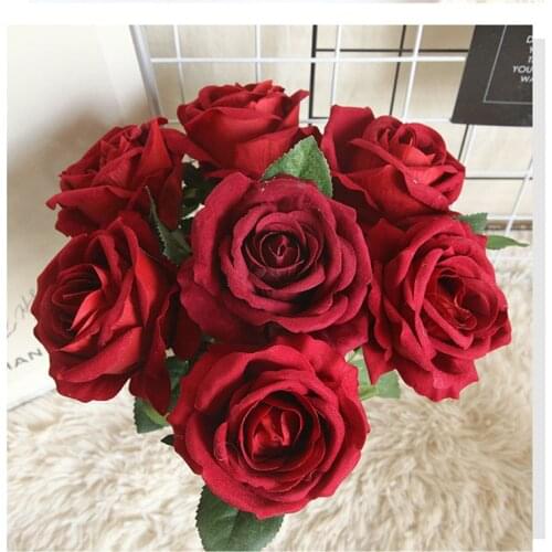 Wedding Flower Wall Decorative Velvet Rose Flower Head Artificial Luxury Fake Flowers Home Garden Decoration flores artificiales