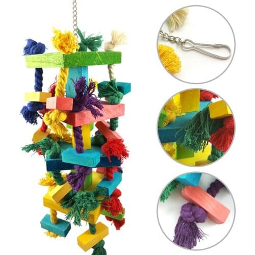 Pet Products Bird Supplies Parrot Gnawing Toys DIY Claw Paw Colorful Wood Rope Grinding Swing Station String Big Parrot Toys