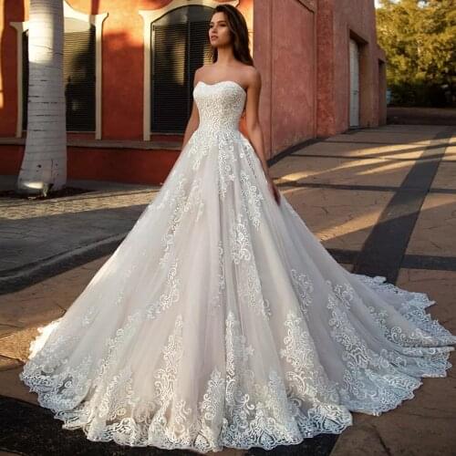 Vestido De Noiva Hot A-line Wedding Dresses Lace Up Back Vintage Appliques Tulle Sleeveless Simple Bridal Gowns