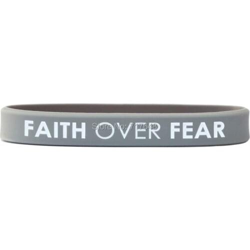 100pcs Faith Over Fear Inspirational wristband silicone bracelets free shipping by epacket A
