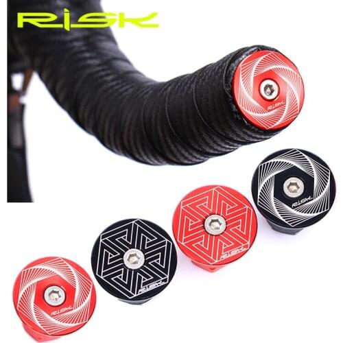RISK 1 Pair Road Bicycle Handlebar Plugs Aluminum Alloy Handle Bar Cap End Plugs for MTB Road Bike Handle Bar Stoppers
