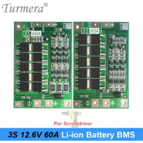 3S 60A Li-ion 18650 BMS PCM Battery Protection Board With Balance For li-ion Battery Cell Pack Module Suitable for Screwdriver A