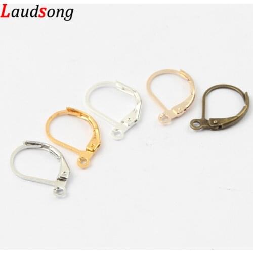 20pcs/lot 15*10mm Silver plated French Lever Earring Hooks Wire Settings Base Hoops Earrings For DIY Jewelry Making Supplies