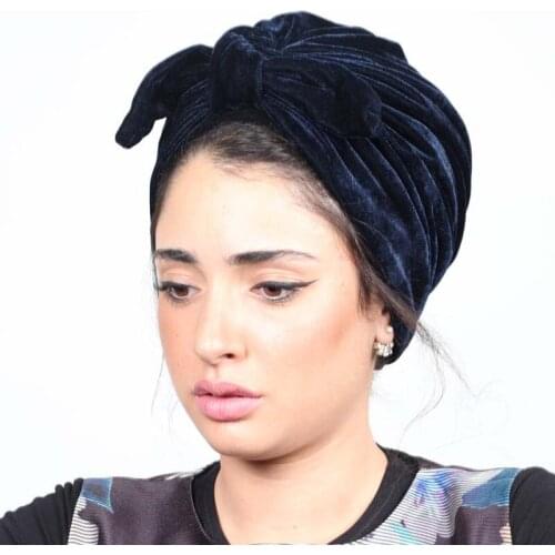 2019 women bow-knot velvet turban hijab caps muslim headscarf bonnet Indian hat turbante mujer girls headband headwear for chemo