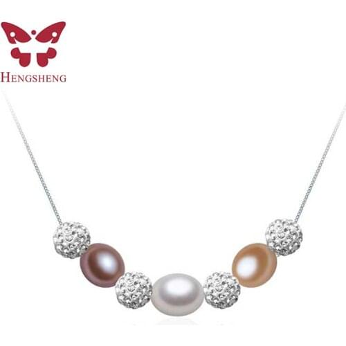 2019 Fine 8-9mm Pearl Necklaces for women wedding 4 color water drop necklace, 925 Sterling Silver Women Jewelry Necklace