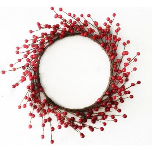 1pc/lot Factory Directly Sale Christmas Festive Artificial Red Berry Wreath for Front Door Wall Decor Free Shipping