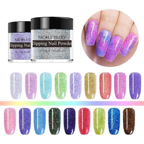 10ml Dipping System Powder Chameleon Professional Nail Art Decorations Colorful Shiny Nail