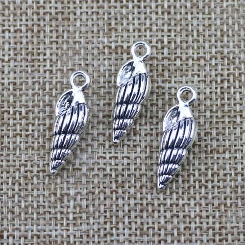 Newest 10Pieces 8*24mm Mixed Alloy Antique Silver Color Sea Snail Charms Keychain Pendant Accessory For DIY Jewelry Making