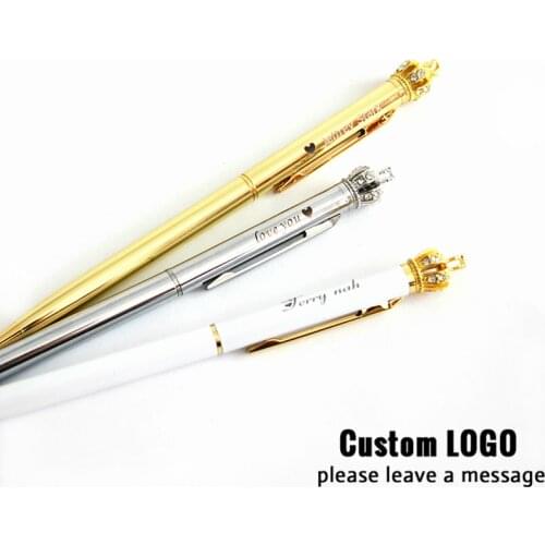 10pcs Students Stationery Crown Pens Metal Ballpoint Pens Business Office Supplies Custom Logo Engraving Name Gift Ballpoint Pen