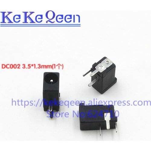 10Pcs/lot Hot Sales High Quality DC-002 0.3A 50V Black DC Power Jack Socket Connector DC002 3.5*1.3mm 1.3 socket