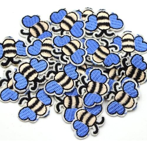 10PCS/lot Mini Yellow BeeEmbroidered Patches Sew Iron On Badges For Dress Bag Jeans TShirt DIY Appliques Craft Decor With Glue