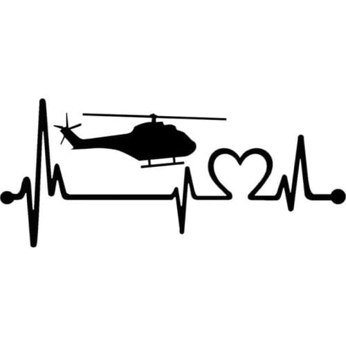 15.3CM*6.6CM Helicopter Heartbeat Lifeline Chopper Pilot Vinyl Black/Silver Car Sticker C22-1028