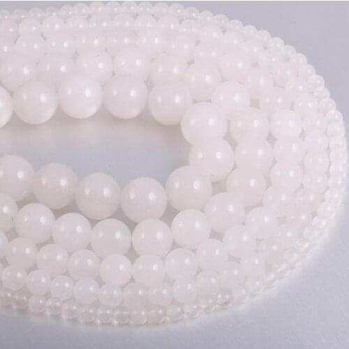 2020 New Ladies White Jades Beads DIY Beads Making Gift Size 4mm / 6mm / 8mm / 10mm / 12mm