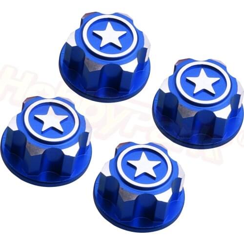 4PCS RC Car Aluminum 17mm Hex Wheel Nuts Dustproof Anti-Skid for 1/8 Scale Traxxas X-Maxx Summit E-Revo ARRMA Buggy Truck CNC