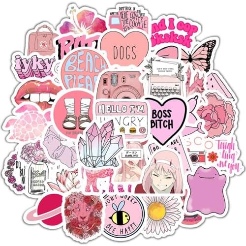 50 Pcs PVC Waterproof Vsco Girls Kawaii Solid color Fun Sticker Toys Luggage Stickers for Moto Car Suitcase Cool Fashion Sticker