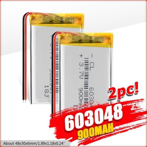 1/2/4x 900mAh 603048 Rechargeable Battery Lithium Polymer Li-Po li ion cells For LED Light DVD GPS MP5 PDA PSP power bank