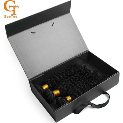 Black/White/Pink Human Virgin Premium Hair extension paper packaging boxes,Top First Grade Gift packing Boxes,ribbon handle box