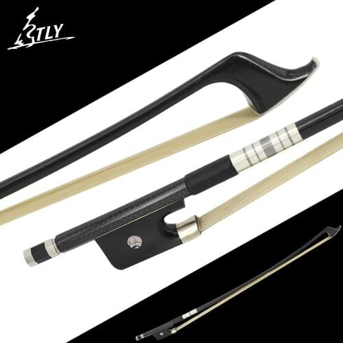Factory Store Double Bass Bow Black Grid Carbon Fiber Horsehair French-style 4/4 Fisheye Inlayed Ebony Frog Colored Shell