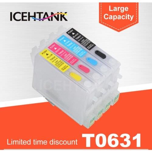 ICEHTANK Refillable Ink Cartridge For Epson T0631 For Epson Stylus C67 C87 C87 Plus CX3700 CX4100 CX4700 CX5700F CX7700 Printer