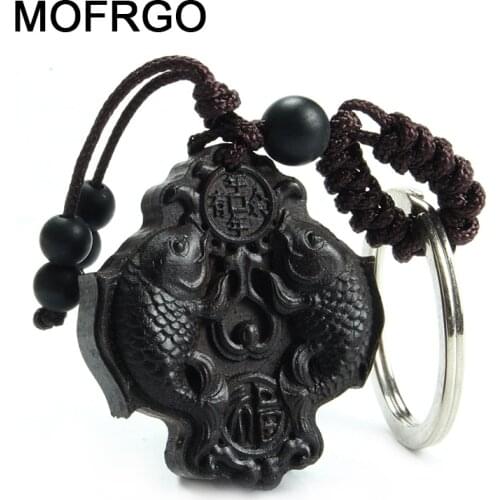 Chinese Traditional Wood Products Classic Ethnic Jewelry Patron Saint Natural Ebony Key Chain Good Lucky for You Bag Accessories