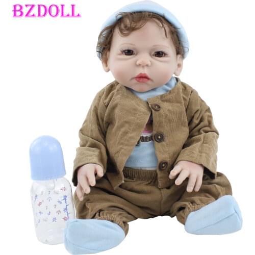 BZDOLL 19" Full Body Silicone Reborn Boy Doll Toys Like Real 48cm Newborn Babies Bathe Toy Kids Birthday Gift
