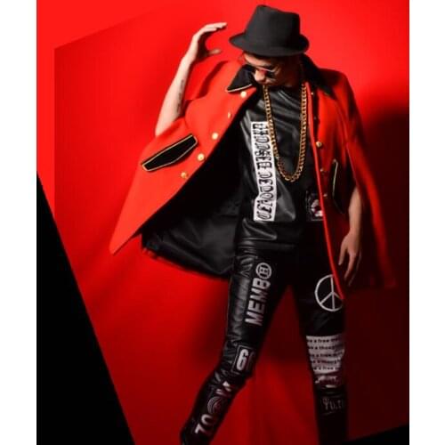 Jacket men clothes mens jackets and coats Red atmospheric wool sleeveless cape chaqueta hombre casaco masculino