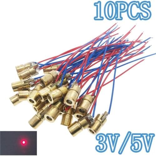 10pcs Laser Diodes 5mW 650 nm Diodo RED Dot Laser Diod Circuit 3V/5V 5mW 650nm Module Pointer Sight Copper Head