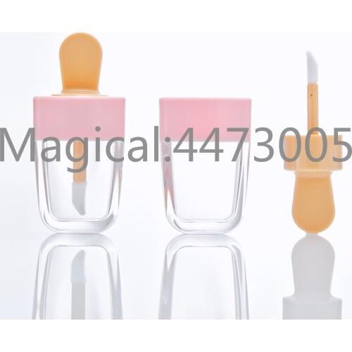 Cute Cartoon Plastic Cosmetic ice cream Style Lip Gloss Tube, Empty Liquid Lipstick Refillable Bottle, Makeup Lip Oil Container