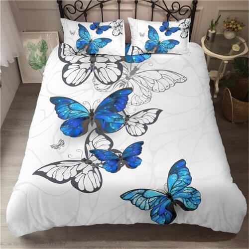 Fashion Luxury Bedding Sets 3D Printing Butterflies Black Duvet Cover Set Pillowcase Twin Full Queen King Size Animal Bedclothes