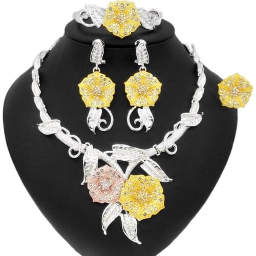 Yulaili Fashionable Heavy Multicolor Flower Jewelry Set and Pakistani Beautiful Ladies Wholesale Clothing Jewelry Sets Wholesale