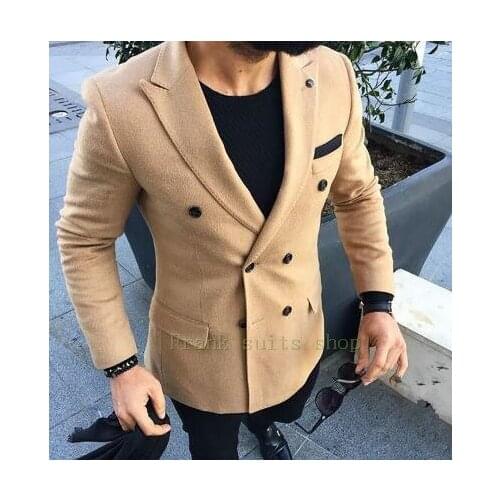 2021 New Arrival Winter Fashion Men Slim Fit Long Sleeve Cardigans Blends Coat Jacket Suit Solid Mens Short Woolen Coats
