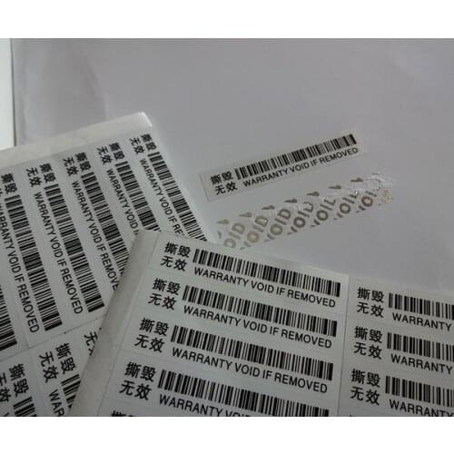 No MOQ ! void warranty stickers label , leaving word"VOID" after peeling off