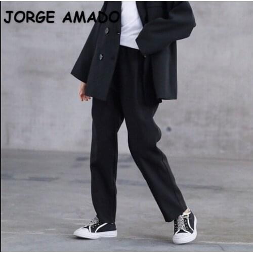 2021 New Spring Teenager Girls Suit Pants Elastic Waist Straight Casual Black Trousers Children Kids Clothes E1372