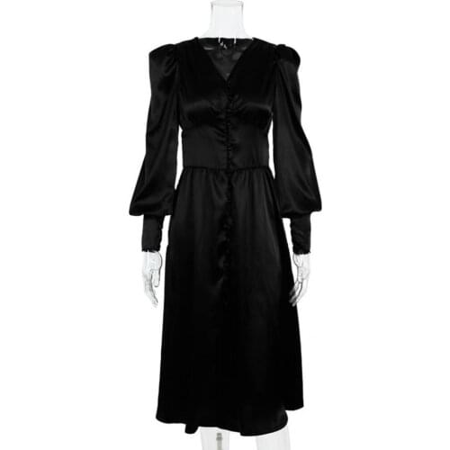 Long Sleeve Solid Color Long Loose Hem Right-angle Shoulder Dress for Anniversary Casual