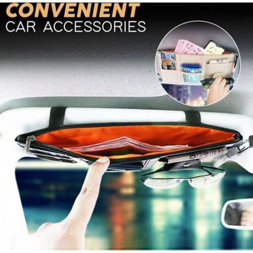 Car Styling Visor Organizer Auto Sun Visor Storage Pouch Car Organizer Sunglasses Holder Card Organizer Ticket Pocket Pen Holder
