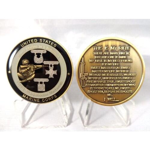 Custom coins hot sales USMC Marksman Challenge Coin Marine Corp High quality metal Military coins low price custom coins