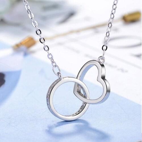 925 Sterling Silver Hollow Round Circle Lock Heart Pendant Necklace LOVE Zircon Necklace Jewelry For Anniversary Gifts S-N59