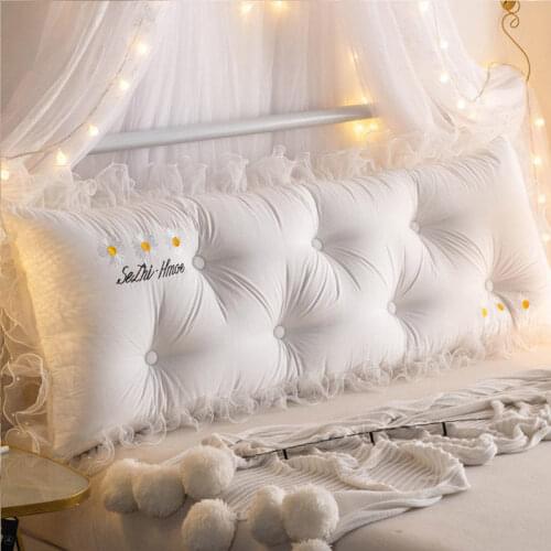 Cute Queen King Size Bedside Embroidery Pillow Soft Back Cushion High Elastic Sofa Cushion Large Lumbar Pillow