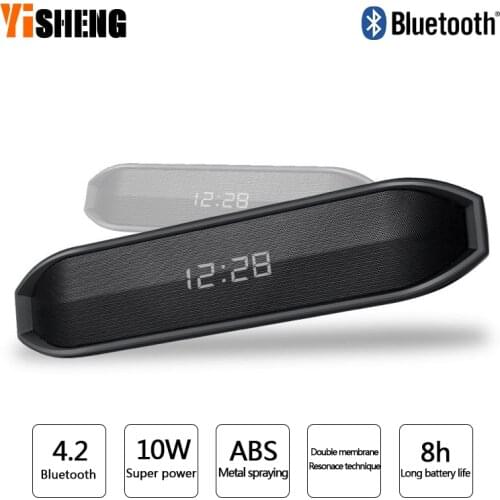 Portable Clock Function Soundbar Wireless Mini Column Music Center Subwoofer 3D Stereo Super Bass Bluetooth Speaker Hands-free